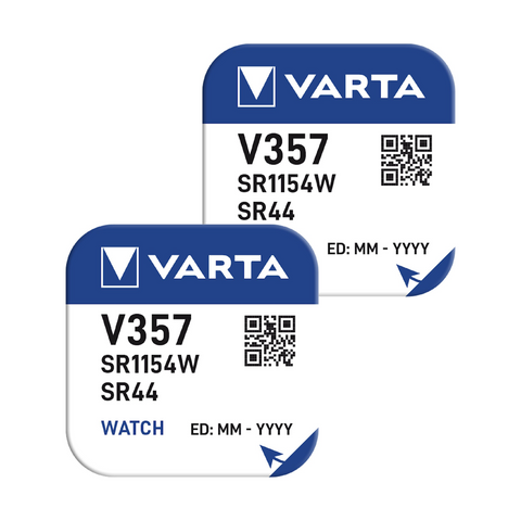 2 Varta 357 Sr44Sw Battery Silver 1.55V Coin Button Cell Watch