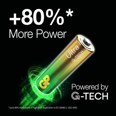 4 Gp Ultra Alkaline Aaa Batteries G-Tech Lr03 1.5V No Mercury 4Bl Pack