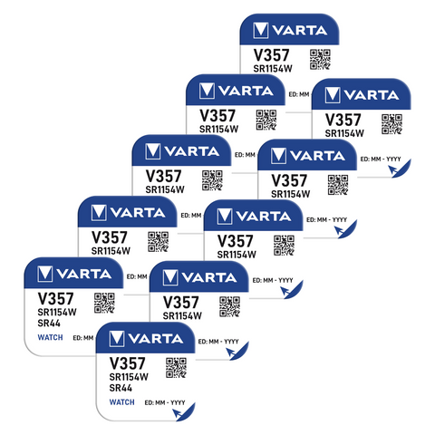10 Varta 357 Sr44Sw Battery Silver 1.55V Coin Button Cell Watch