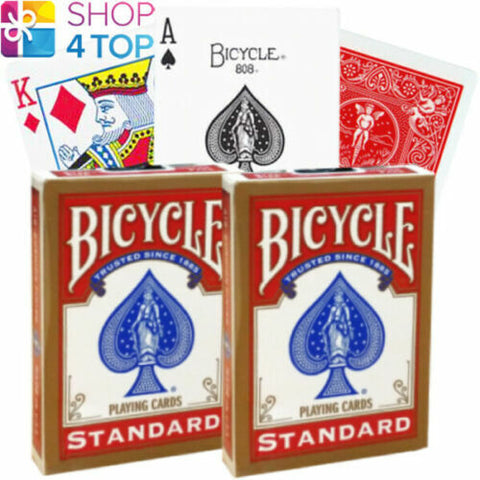 2 Red Decks Bicycle Rider Back Standard Index Gold Tuck Box Playing Cards NEW