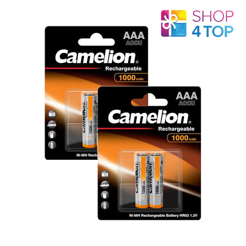 4 Camelion Aaa Rechargeable 1000Mah Batteries 2Bl Accu Ni-Mh 1.2V Hr03 Ni-Mh NEW