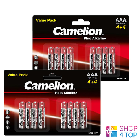 16 Camelion Aaa Plus Alkaline Batteries Lr03 Mn2400 Am4 1.5V 8Bl NEW