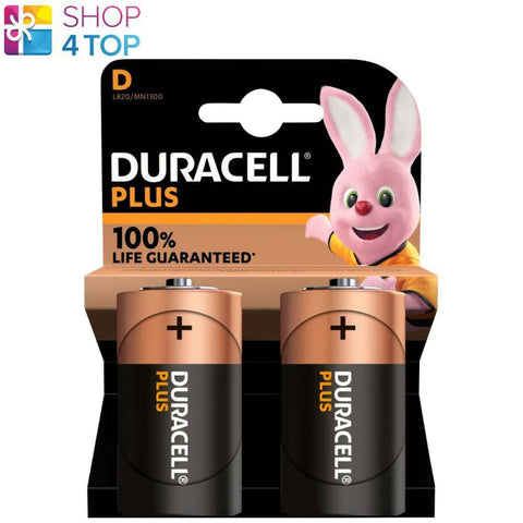 2 Duracell Plus D Lr20 Alkaline Batteries Mn1300 1.5V Torcia Exp 2031 2Bl NEW