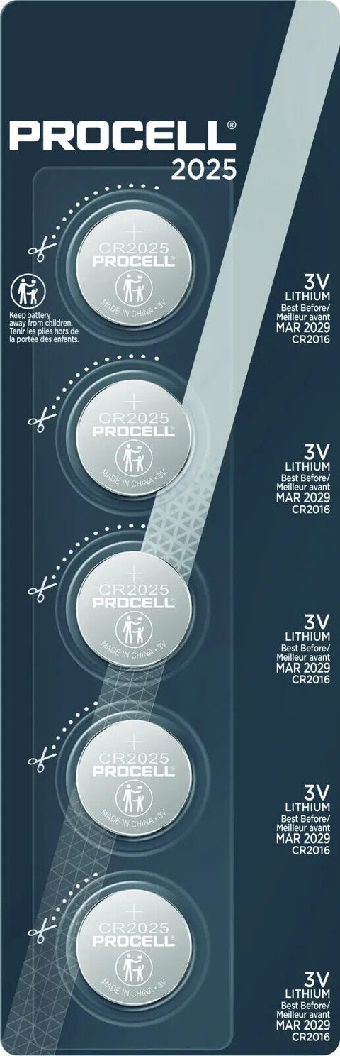 10 Duracell Procell Cr2025 Lithium Coin Batteries 3V 525Mah Dl2025 3B980 5Bl NEW