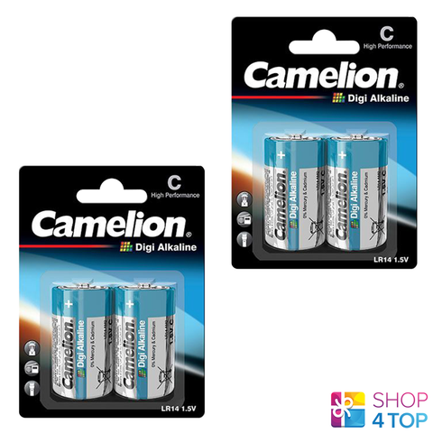 4 Camelion C Digi Alkaline Batteries Lr14 Am2 Mn1400 E93 1.5V 2Bl NEW
