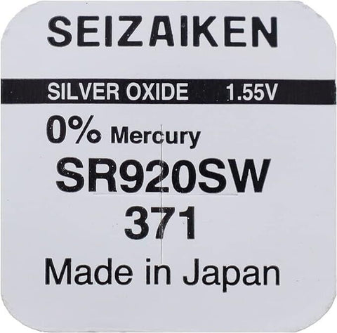 2 Seiko Seizaiken Watch Batteries 371 Sr920W Sr69 Silver Oxide 1.55V 2027 NEW