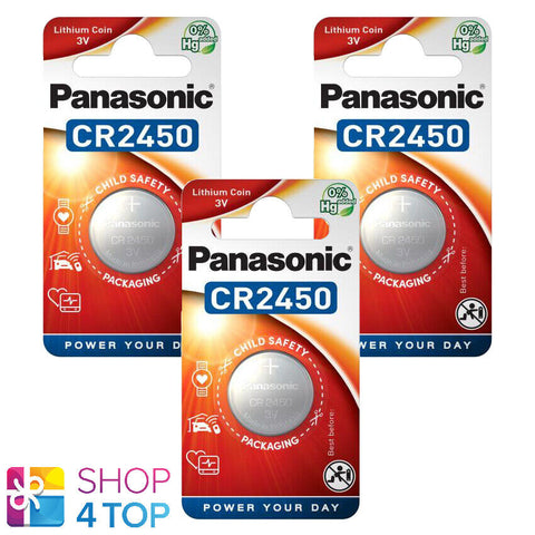 3 Panasonic Cr2450 Lithium Battery 3V Cell Coin Button 1Bl Blister Exp 2034 NEW