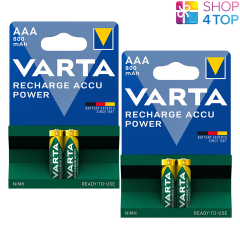 4 Varta Recharge Accu Power Aaa Batteries Lr03 800Mah Nimh 2Bl Hr03 1.2V NEW