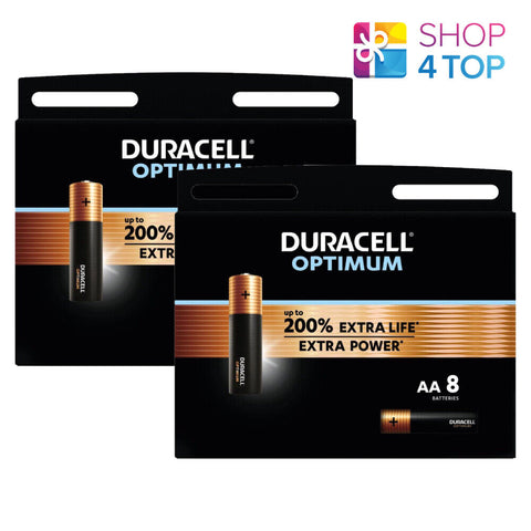 16 Duracell Optimum Aa Lr6 Alkaline Batteries Mx1500 1.5V Exp 2031 4Bl NEW