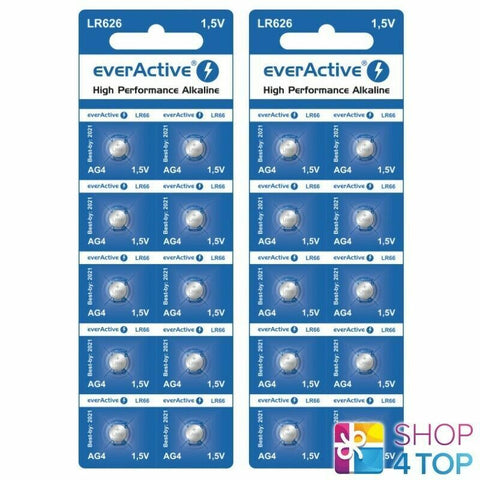 20 Everactive Alkaline Battery Lr626 Ag4 1.5V Lr66 High Performance NEW