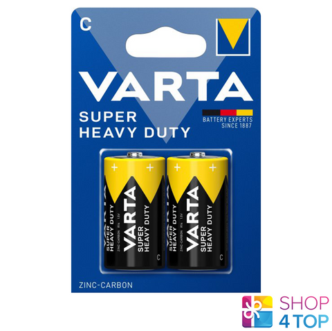 2 Varta Super Heavy Duty C Lr14 Zink-Carbon Batteries 1.5V Baby NEW