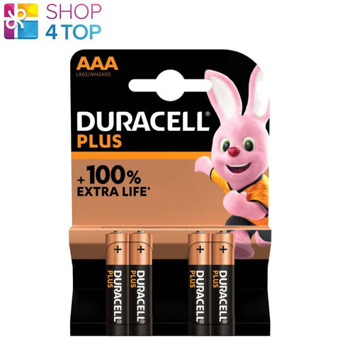 4 Duracell Plus Aaa Lr03 Alkaline Batteries Mn2400 1.5V Micro Exp 2032 4Bl NEW