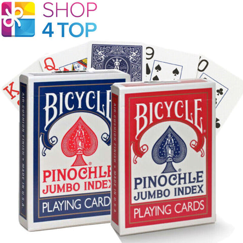Bicycle Pinochle Red Blue Playing Cards Deck Made In USa Jumbo Index USpcc NEW