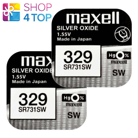 2 Maxell 329 Sr731Sw Batteries Silver Oxide 1.55V Watch Battery 1Bl Cell NEW