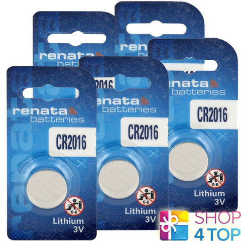 5 Renata Cr2016 Lithium Batteries 3V Cell Coin Button Dl2016 Exp 2030 NEW