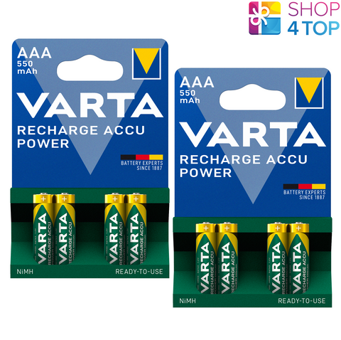 8 Varta Recharge Accu Power Aaa Lr03 Batteries 550Mah Nimh Hr03 1.2V 4Bl NEW