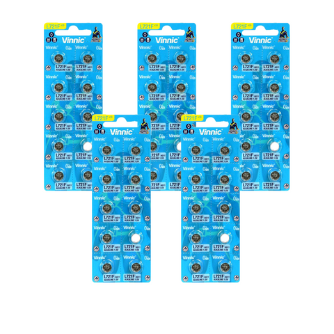 50 Vinnic Alkaline Batteries L721F L721 Ag11 Sr720 Sr58 1.5V