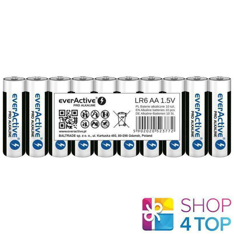 10 Everactive Pro Alkaline Aa Lr06 Batteries 1.5V Mignon 2900 Mah Exp 2031 NEW
