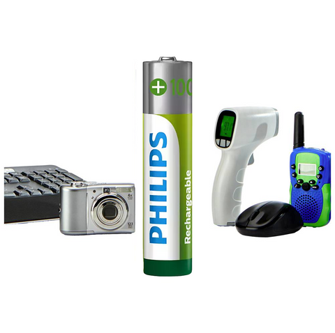 12 Philips Rechargeable Aaa Batteries Nimh Hr03 1000 Mah Battery 4Bl 1.2V NEW