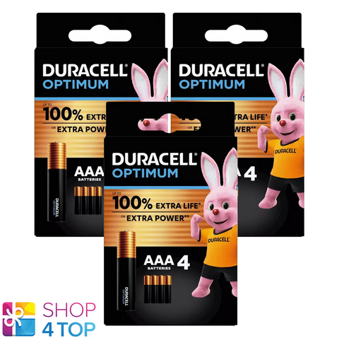 12 Duracell Optimum Aaa Lr03 Alkaline Batteries Mx2400 1.5V Exp 2033 4Bl NEW
