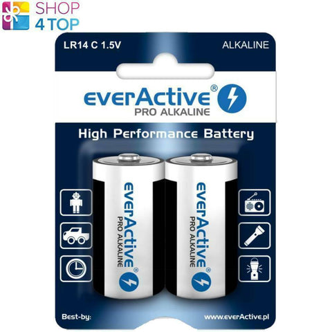2 Everactive Pro Alkaline C Lr14 Batteries 1.5V R14 8000Mah 2030 NEW