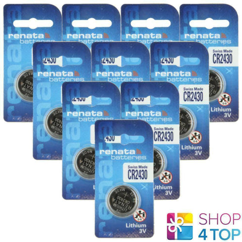 10 Renata Cr2430 Lithium Batteries 3V Cell Coin Button Swiss Made Exp 2030 NEW