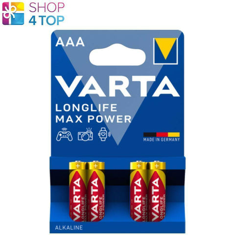 4 Varta Longlife Max Power Aaa Lr03 Alkaline Batteries Mn2400 1.5V Micro 4Bl NEW