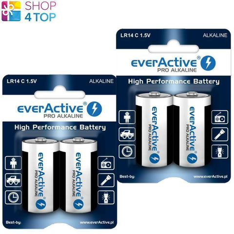 4 Everactive Pro Alkaline C Lr14 Batteries 1.5V R14 8000Mah 2030 NEW