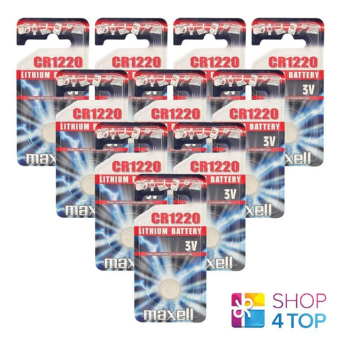 10 Maxell Cr1220 Batteries Lithium 3V Coin Cell Dl1220 Ecr1220 1Bl Exp 2029 NEW