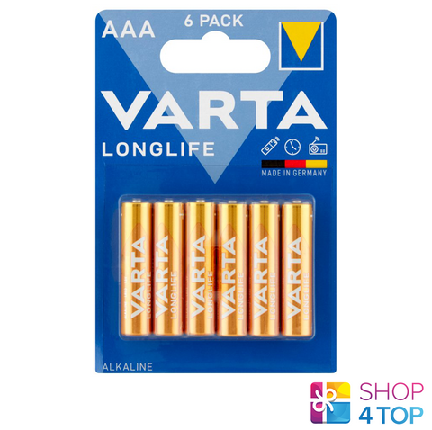 6 Varta Longlife Alkaline Aaa Lr03 Batteries 1.5V Micro 4103 6Bl Exp 2033 NEW