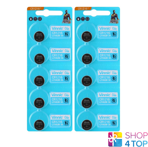 10 Vinnic Cr1216 Lithium Batteries 3V Coin Cell Dl1216 5Bl Exp 2028 NEW