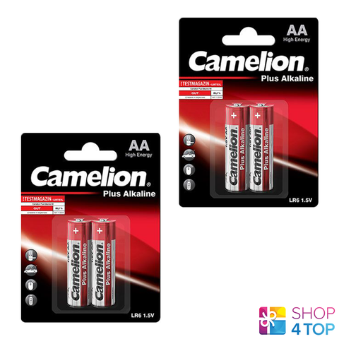 4 Camelion Aa Plus Alkaline Batteries Lr06 Mn1500 Am3 E91 1.5V 2Bl NEW