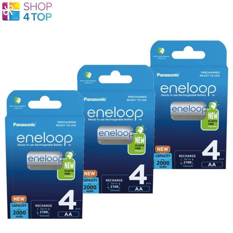 12 Panasonic Eco Friendly Aa Eneloop Lr6 Rechargeable Batteries 2000Mah 4Bl NEW