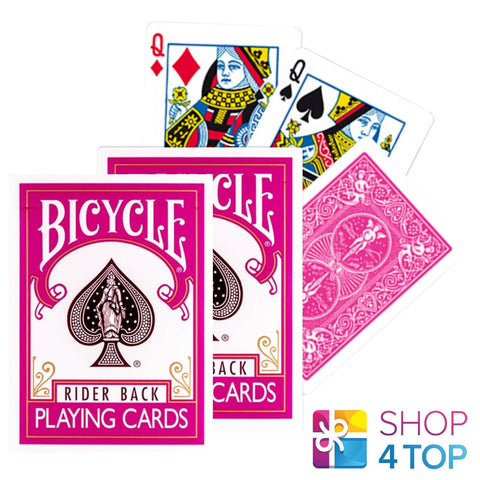 2 Bicycle Fuchsia Pink Rider Back Standard Playing Cards Deck Magic USa NEW