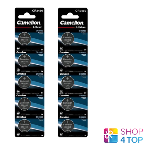 10 Camelion Cr2450 Batteries Lithium 3V Coin Cell Cr2450-Bp5 5Bl Exp 2033 NEW