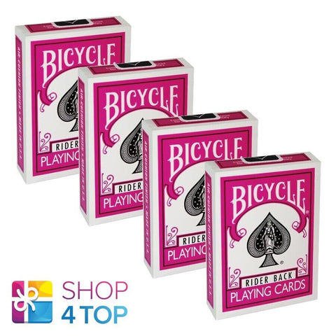 4 Bicycle Fuchsia Pink Rider Back Standard Playing Cards Deck Magic USa NEW
