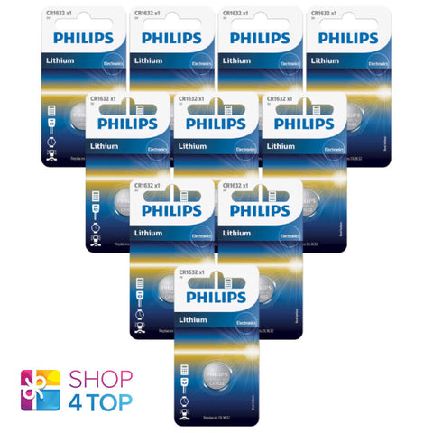 10 Philips Cr1632 Lithium Batteries 3V Cell Coin Button Dl1632 1Bl NEW