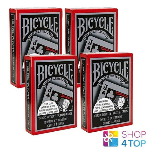 4 Decks Bicycle Tragic Royalty Playing Cards Glow In Dark USpcc