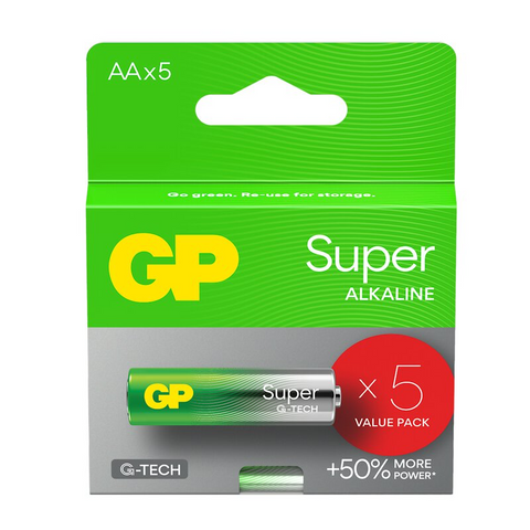 15 Gp Super Alkaline Aa Batteries G-Tech Lr6 1.5V No Mercury 5Bl Pack Exp 2034