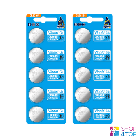 10 Vinnic Cr2016 Lithium Batteries 3V Cell Coin Button NEW