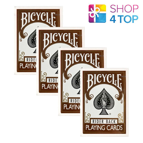 4 Bicycle Rider Back Brown Playing Cards Deck Magic Tricks Poker Made In USa NEW