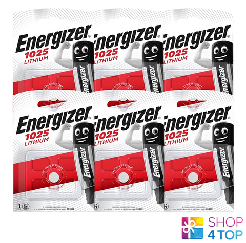 6 Energizer Cr1025 Lithium Battery 3V Cell Coin Button Exp 2034 NEW