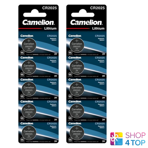 10 Camelion Cr2025 Batteries Lithium 150Mah 3V Coin Cell Dl2025 5Bl Exp 2033 NEW
