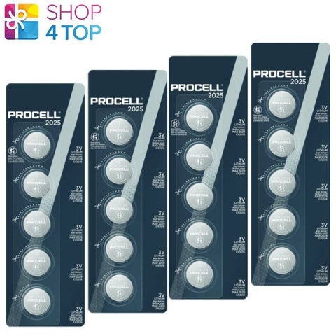 20 Duracell Procell Cr2025 Lithium Coin Batteries 3V 525Mah Dl2025 3B980 5Bl NEW