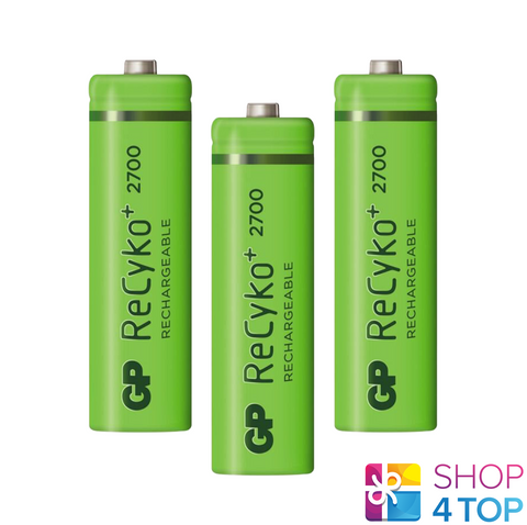 3 Gp Recyko + 2700 Series Rechargeable R6 Aa Battery 2600Mah 1.2V Aku Bulk NEW