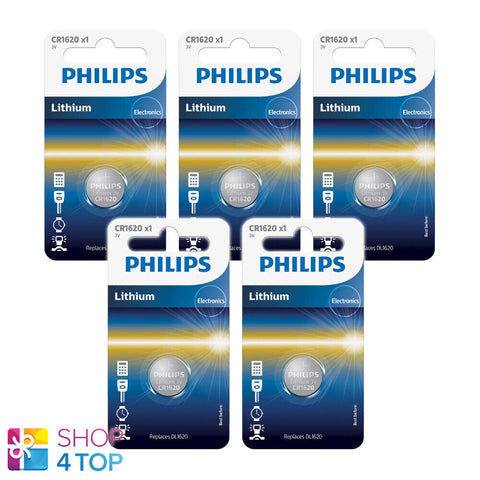 5 Philips Cr1620 Lithium Batteries 3V Cell Coin Button Dl1620 1Bl NEW
