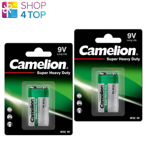 2 Camelion 9V Batteries 6F22 Long Life Super Heavy Duty 450Mah 01