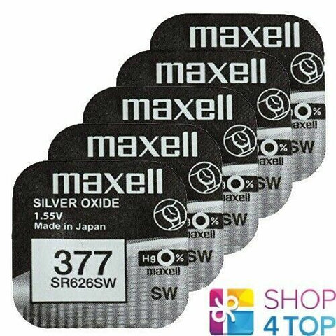 5 Maxell 377 376 Sr626Sw Batteries Silver 1.55V Watch Battery Exp 2028 NEW