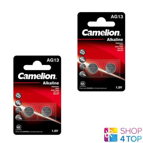 4 Camelion Alkaline Batteries L1154 Lr44 Ag13 1.5V No Mercury 2Bl NEW