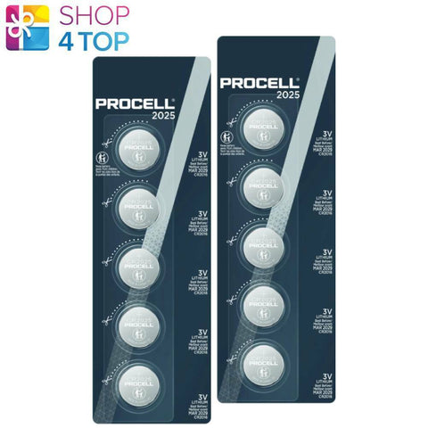 10 Duracell Procell Cr2025 Lithium Coin Batteries 3V 525Mah Dl2025 3B980 5Bl NEW